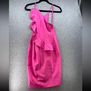 Elegant Fuchsia Ruffle Mini Dress